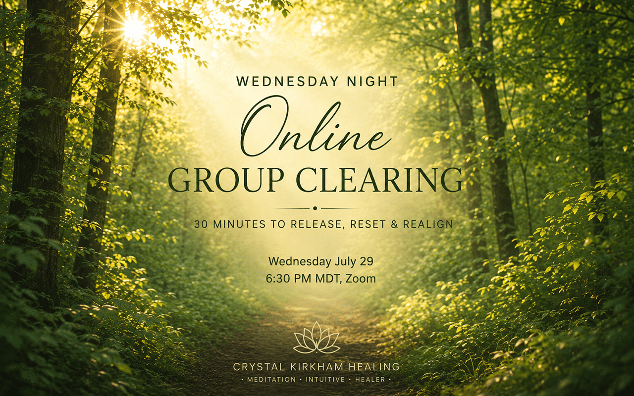 Forest with sunlight promoting online group clearing event