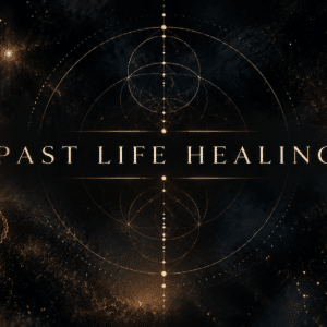 Antique pocket watch and cosmic design illustrate past life healing